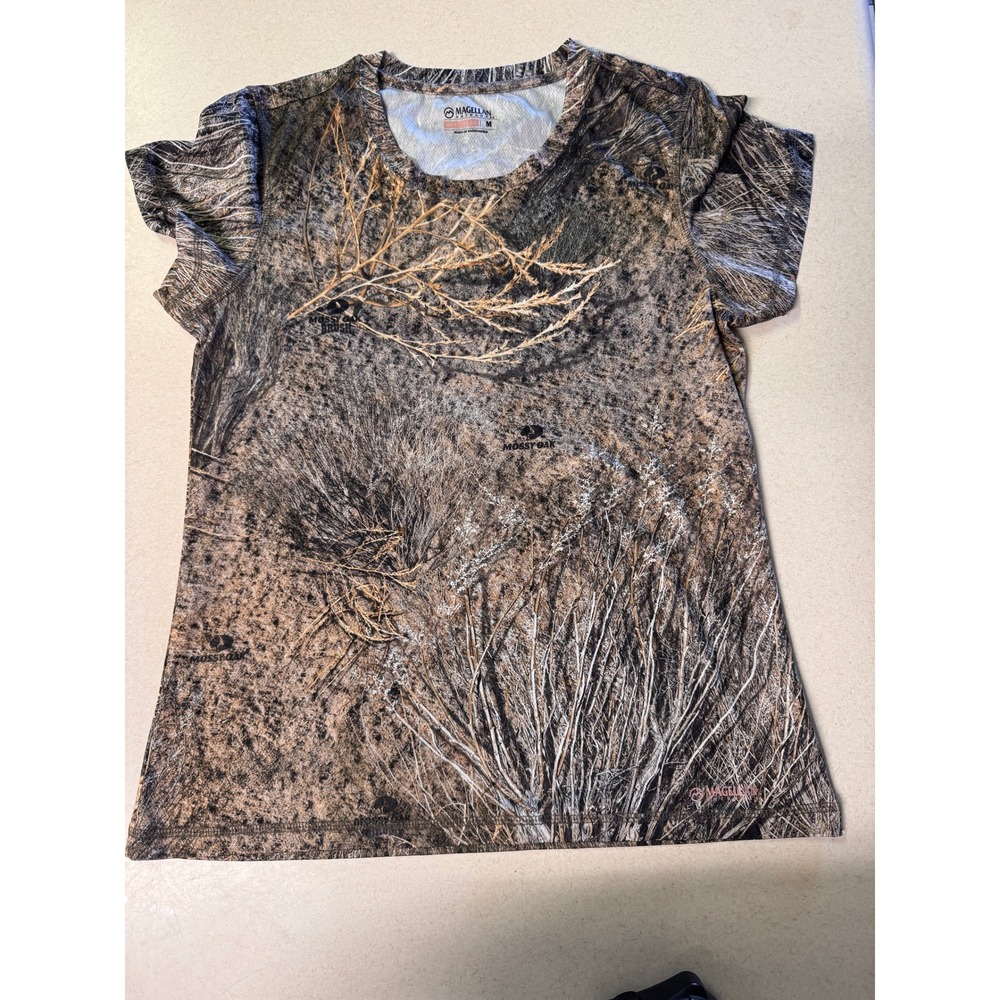 Magellan Outdoors Womens Mossy Oak Brush Camo Hunting T-Shirt Brown Medium